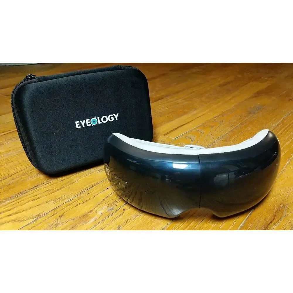 Eyeology Eye Massager with Heat, Vibrating Eye Mask for Fatigue Relief Black